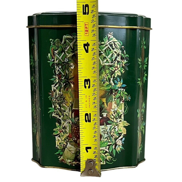 Vintage 1981 Christmas Tin England Holiday Tea 1981 Green Gold Trim Avon 5"x4" - Picture 11 of 11